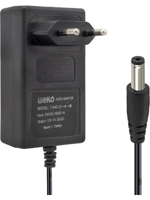 TKÇ Weko 12 Volt 2 Amper 24 Watt Plastik Kasa Priz Tipi Adaptör (5.5x2.5 Uçlu) Ab