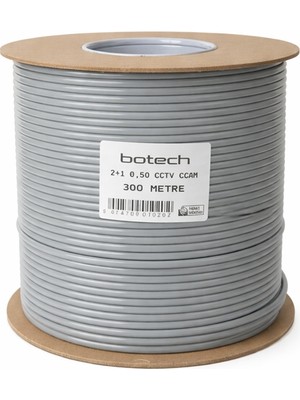 TKÇ Botech 300 Metre 2+1 0.50MM Cca Koaksiyel Cctv Kamera Kablosu Ab