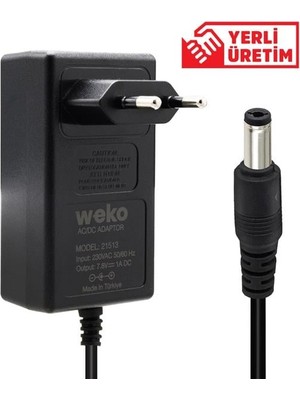 TKÇ Weko 7.8 Volt - 1 Amper Priz Tip Adaptör 5.5*2.5 Uç Ab