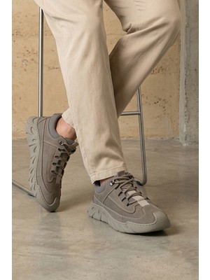 Ziya, Erkek Hakiki Deri Sneaker 1631040ZK2608 Bej