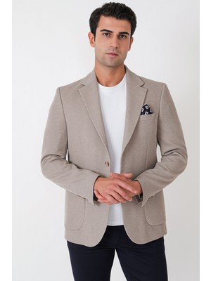 Efor Slim Fit Torba Cepli Esnek Yünlü Bej Ceket C 745