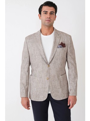 Efor Slim Fit Torba Cepli Kırçıllı Dokuma Esnek Pamuklu Bej Ceket C 748