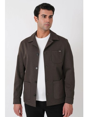 Efor Comfort Fit Torba Cepli Esnek Pamuk Haki Gömlek Ceket C 755