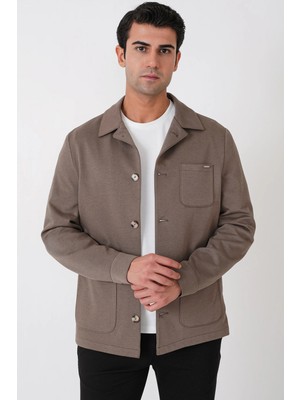 Efor Comfort Fit Torba Cepli Esnek Pamuk Vizon Gömlek Ceket C 755