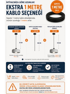 Lambadar Ekstra 1 Metre Kablo Uzatma (Tek Satın Alınamaz Bir Ürünle Beraber Satılmaktadır)