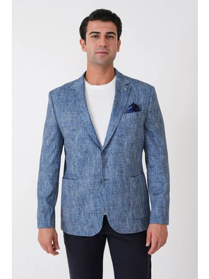 Efor Slim Fit Torba Cepli Kırçıllı Dokuma Esnek Pamuklu Indigo Ceket C 748