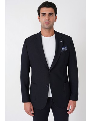 Efor Comfort Fit Torba Cep Gofre Kumaş Esnek Pamuklu Lacivert Blazer Ceket C 739