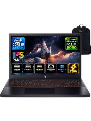 Acer Nitro ANV15-52 Intel Core I5 13420H 16GB 512GB SSD RTX5050 Windows 11 Pro 15.6'' 165HZ Taşınabilir Bilgisayar NH.QZ7EY.004