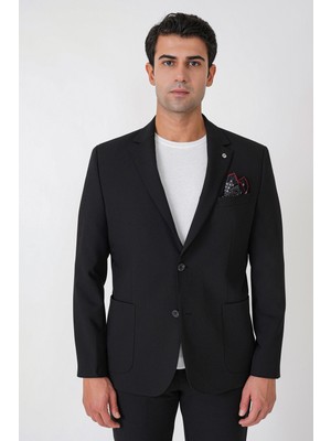 Efor Slim Fit Torba Cep Esnek Pamuklu Siyah Ceket C 754