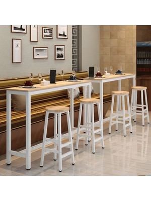BRM5443 Modern Dikdörtgen Bar Masası Ahşap Metal Ayaklı
