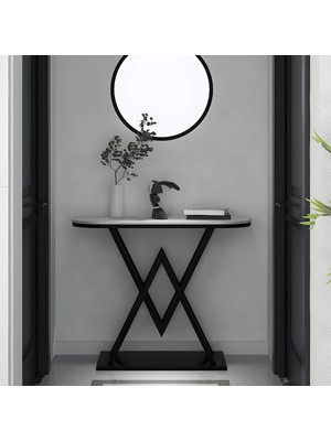 DRS-070 Yarım Daire Dresuar Masa Mdf Metal Ayaklı