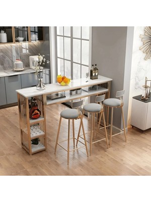 KC-0115 Çağdaş Çift Ayaklı Bistro Bar Masası Depolamalı Mutfak Tezgahı