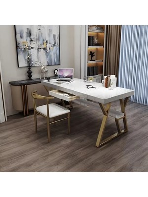 ÇLM3601 Modern Dikdörtgen Çalışma Masası Mdf Metal Ayaklı