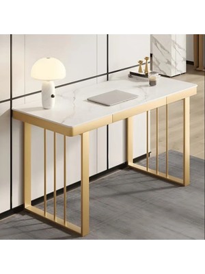 ÇLM354 Modern Dikdörtgen Çalışma Masası Mdf Üstlü Metal Kızak Ayaklı Çekmeceli