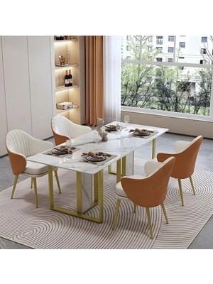Ymk-01 Modern Dikdörtgen Yemek Masası Mdf Metal Ayaklı