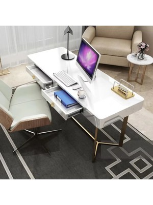 ÇLM4608 Modern Dikdörtgen Çalışma Masası Ahşap Metal Ayaklı