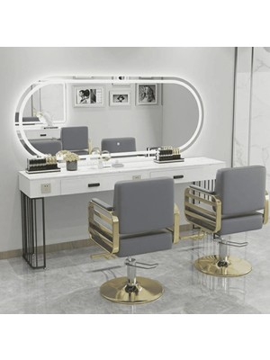 KC-0109 Modern Metal Kuaför Çalışma Istasyonu, Mdf Tezgahlı, Çekmeceli