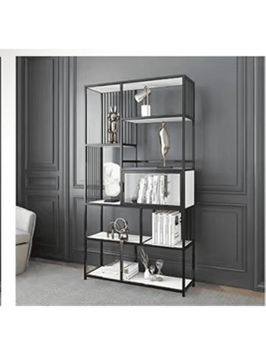 KTP8716 Siyah Metal Kitaplık 100X30X200 cm