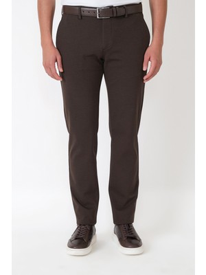 Efor Slim Fit Yan Cepli Esnek Tencel Karışımlı Kahverengi Pantolon P 1233