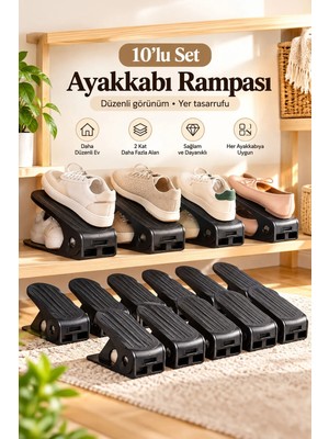 5301 10LU Ayakkabı Rampası Ayakkabı Düzenleyici Dolap Içi Organizer- Siyah