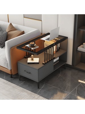 ZGN20208 Modern Metal Tabanlı Çekmeceli Dikdörtgen Yan Sehpa