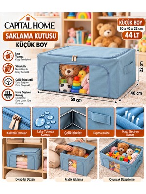 Capital Home Çok Amaçlı  Hurç Çelik Iskeletli+ Şeffaf Pencereli+Çift Fermuarlı+ 50 x 40 x 22 cm