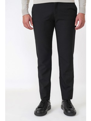 Efor Comfort Fit Yan Cepli Esnek Pamuklu Siyah Pantolon P 1234