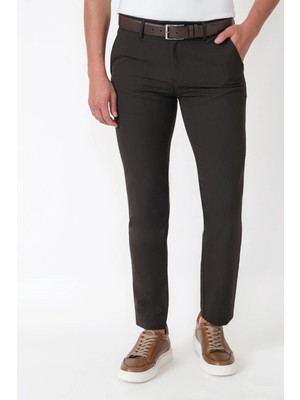 Efor Slim Fit Esnek Pamuklu Yan Cepli Kahverengi Pantolon P 1226