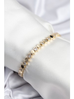 Efnaz Style Pirinç Vıp Seri Gold Renk Petek Model Kadın Bileklik