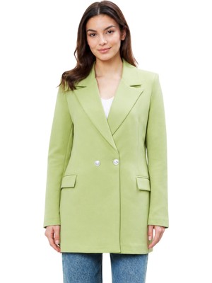 Bolivente Fıstık Yeşili Oversize Dokuma Blazer Ceket