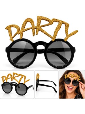 Aslanoğlu Store Altın Simli Party Yazılı Parti Gözlüğü