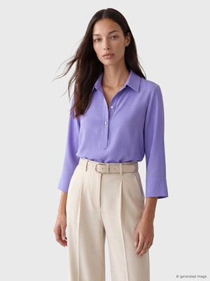 Lc Waikiki Yeni Sezon Lila Polo Yaka Armürlü Kadın Tunik