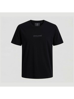 Jack & Jones Erkek Relaxed Fit Bisiklet Yaka Tişört - Nakış Detaylı Pamuklu Kısa Kol Basic Stil 1 Adet