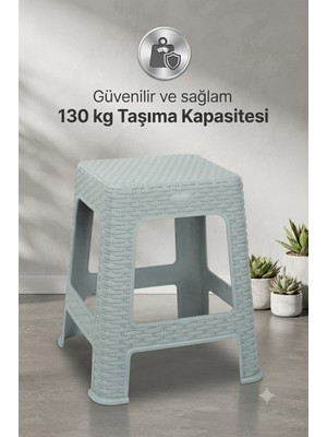 Bahometr Hasır Büyük Boy Sağlam Kaliteli Kalın Tabure GRİ-MA109 ( 1 Adet )