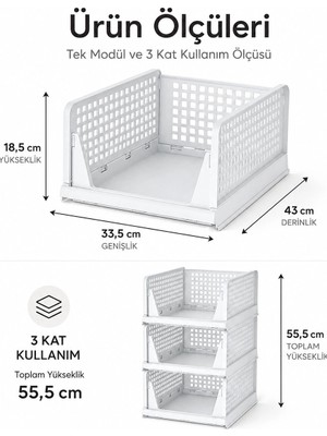 Alfa Brand 3 Katlı Portatif Organizer - Çok Amaçlı Kayar Raf 18.5X33.5X43CM Toplam 55.5cm BX40