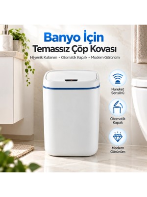 Alfa Brand Banyo Için 20 Litre Temassız Sensörlü Çöp Kovası Beyaz