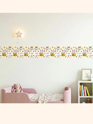 Wink Fol Çocuk Odası Duvar Bordürü 20 cm x 3 Metre Kendinden Yapışkanlı Bebek Odası Dekorasyon Bordürü