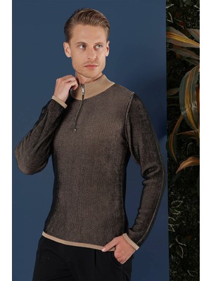 Efor TR 859 Slim Fit Camel Klasik Triko