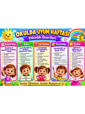 Wink Fol Okula Uyum Haftası Sınıf Süsleme Afişi Okulun Ilk Günü Posteri 50X75 cm