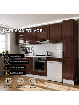Wink Fol Parlak Kahve Yapışkanlı Folyo Mutfak Dolap ve Mobilya Kaplama FOLYOSU-61X300 cm