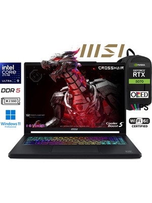 MSI Msı Crosshaır 16 Max Hx Intel Core Ultra 9 275HX 16GB 1tb SSD Rtx 5070 W11 Pro 16" E2WGXK-043TR Taşınabilir Bilgisayar Prestij Çanta