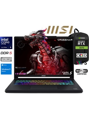 MSI Msı Crosshaır 16 Max Hx Intel Core Ultra 9 275HX 24GB 1tb SSD Rtx 5070 W11 Home 16" E2WGXK-043TR Taşınabilir Bilgisayar Prestij Çanta