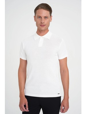 Efor Comfort Fit Polo Yaka Kısa Kollu Ekru Triko Tr 883