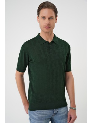 Efor Comfort Fit Polo Yaka Pamuklu Kısa Kol Casual Yeşil Triko Tişört Tr 880