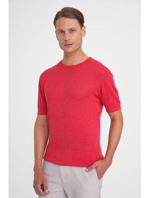 Efor Comfort Fit Bisiklet Yaka Kısa Kol Spor Mercan Triko Tr 881