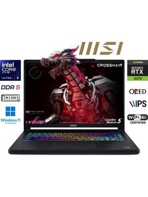 MSI Msı Crosshaır 16 Max Hx Intel Core Ultra 9 275HX 24GB 1tb SSD Rtx 5070 W11 Pro 16" E2WGXK-043TR Taşınabilir Bilgisayar Prestij