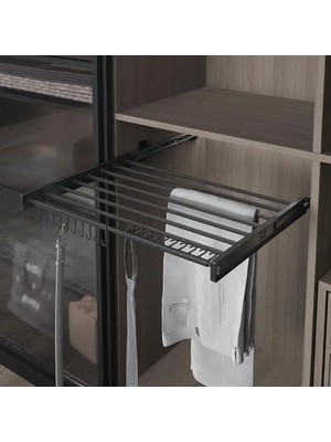 Elovias Starax Plastik Kapaklı Teleskopik Raylı Pantolonluk Antrasit Modül 70CM (S-6306-A)