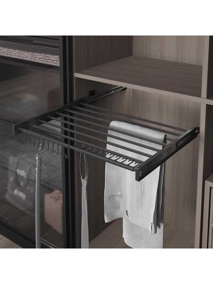 Elovias Starax Plastik Kapaklı Teleskopik Raylı Pantolonluk Antrasit Modül 50CM (S-6303-A)