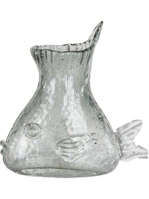 Herdekora Dekoratif Cam Vazo Balık Şekilli Gri 22X23 Cm.