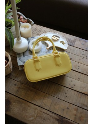 Moom Bag Kadın Sarı Silikon Çift Kulplu Askılı El & Omuz Çantası